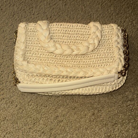 H&M handbag Boho Woven Straw Rattan Shoulder Bag 8”X 11” - Picture 4 of 10